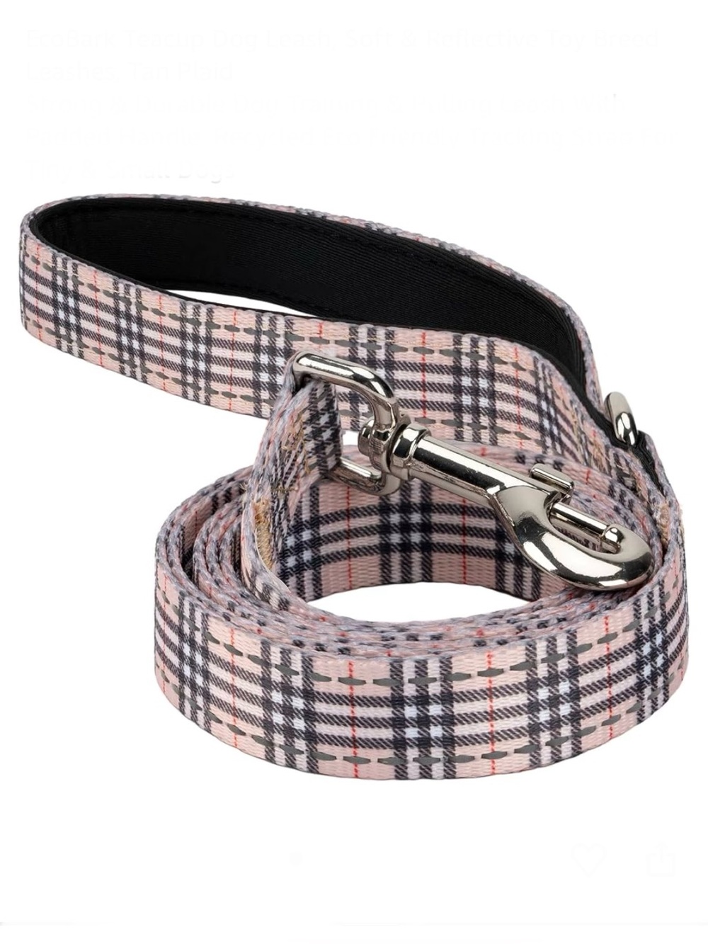 EcoBark Teacup Dog Leash, Soft & Reflective Toy Breed Leashes, Tan Plaid
Strong